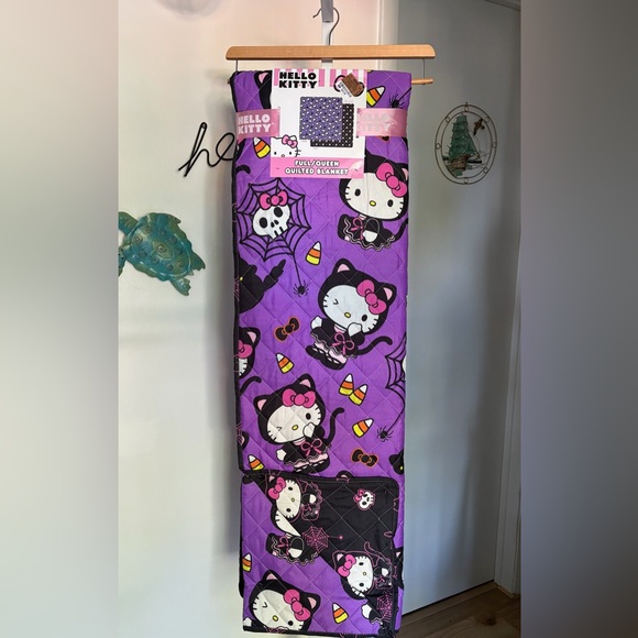 NEW Hello Kitty Purple Kitty Boos Halloween Full Queen Quilt VIRAL - Picture 1 of 1